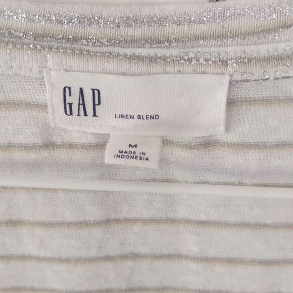 Gap Women's Linen Blend Shimmer Top M - Picture 2 of 5